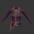 Long Sleeve Leather Like Top With Metallic Chain Accents And Fitted Design