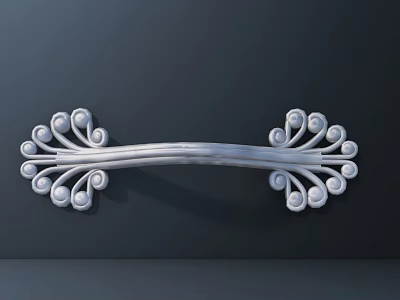 Silver Hardware Tool with Curved Bar and Ornate Circular Decorative Design for Furniture Handle 3d model
