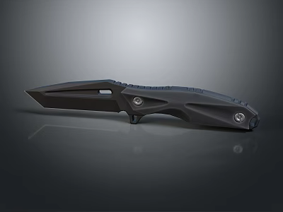 Modern Black Tactical Knife With Sharp Blade Textured Handle And Metal Construction 3d model