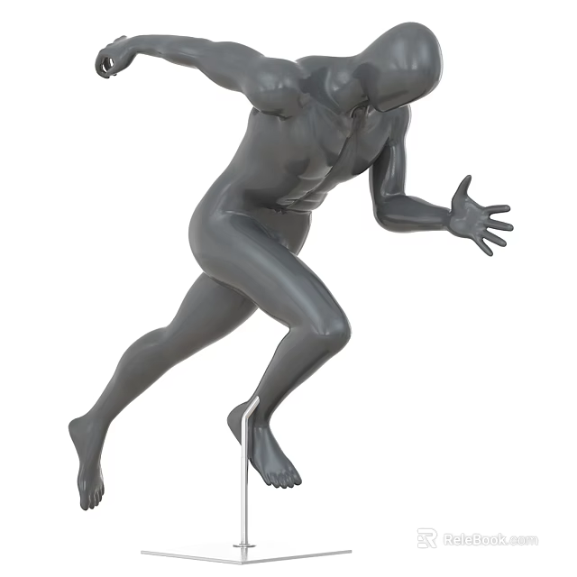 Dynamic Gray Running Pose Mannequin For Commercial Retail Display Equipment 3d model 