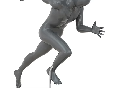 Dynamic Gray Running Pose Mannequin For Commercial Retail Display Equipment 3d model