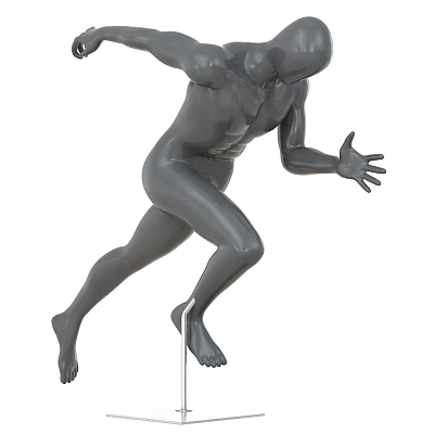 Dynamic Gray Running Pose Mannequin For Commercial Retail Display Equipment 3d model