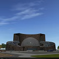 Contemporary Museum Building Design With Unique Dome Stone Exterior And Glass Elements 3d model