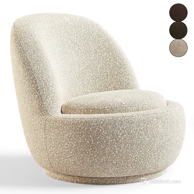 Beige Single Sofa with Soft Knitted Fabric Rounded Design and Comfortable Seating Color Options 3d model