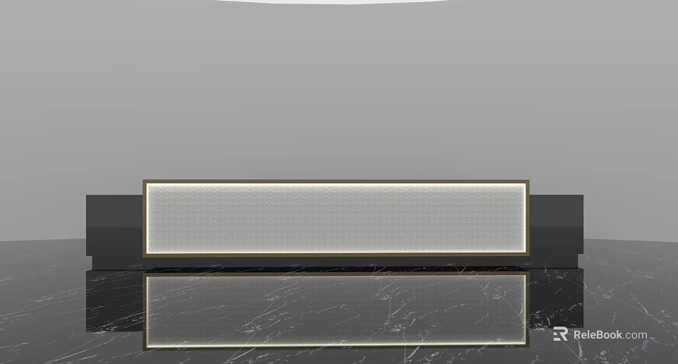 Modern Reception Desk With Sleek Marble Top And Metallic Frame Design 3d model 