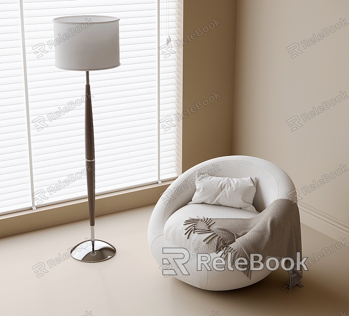 Modern Single Sofa Leisure Chair Single Chair Floor Lamp model