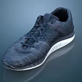 Dark Colored Woven Upper Sneakers With Modern Athletic White Perforated Sole 3d model