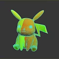 Pikachu Yellow Game Character With Black Tipped Ears Red Cheeks Sitting On Reflective Surface
