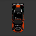 Red And Black Porsche Carrera Cup Race Car With Giants Livery And Rear Wing
