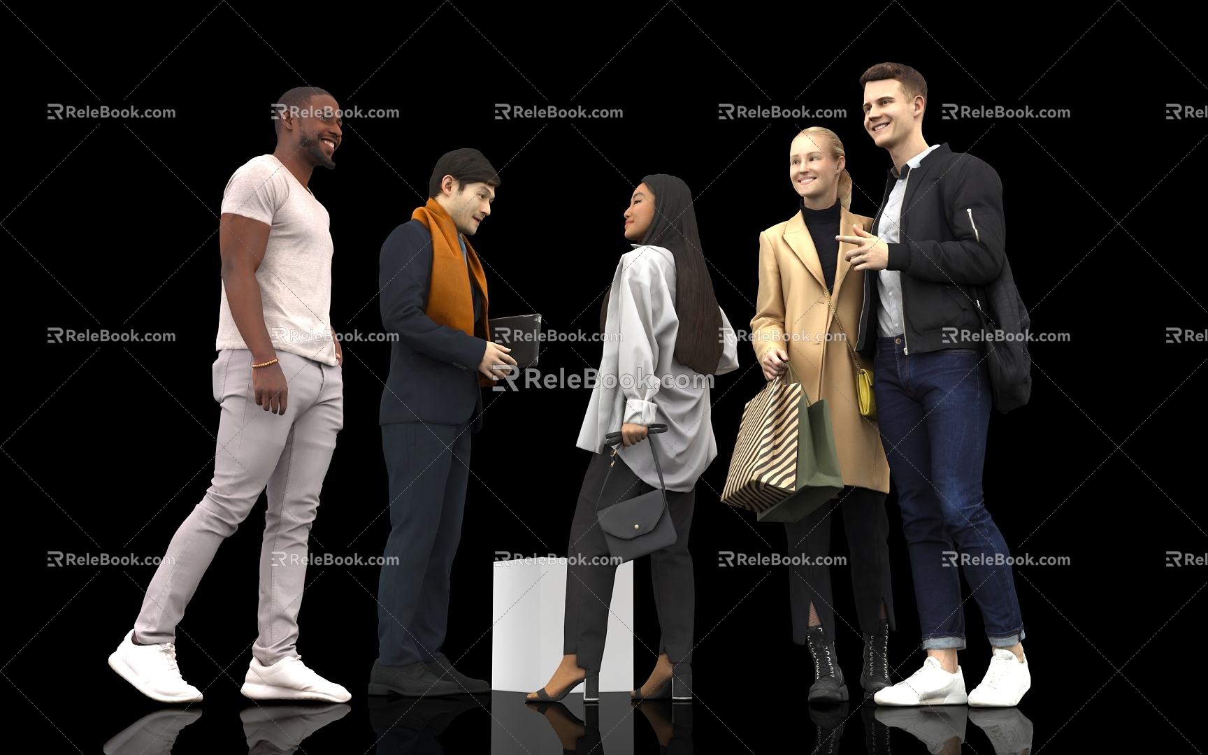 Multi-student foreign student foreign scene model atmosphere woman male female couple shopping city shopping mall campus street passerby 3d model