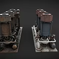 Industrial Mechanical Equipment Setup With Pumps Pipes And Control Panels