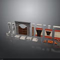 Detailed Classical Architectural Model Featuring Columns Arches Decorative Walls And Components