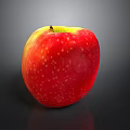 Juicy Fresh Red Yellow Gradient Apple With White Dots On Shiny Black Background