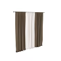 Modern Brown Curtains With White Sheer Layers For Window Decoration 3d model