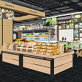 Supermarket Department Store Interior With Shelves Bakery Items And Fresh Fruits