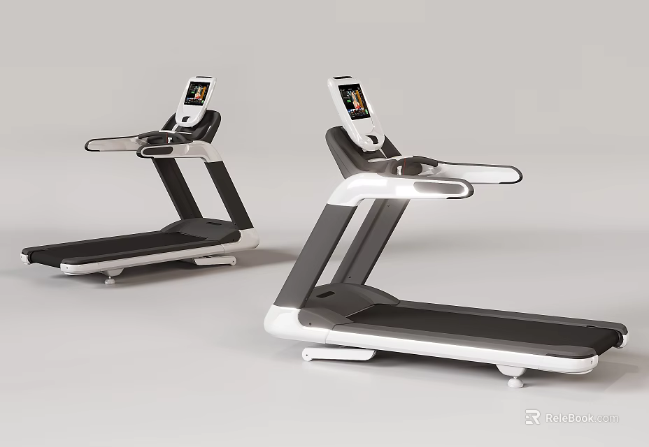 Modern Treadmill Sports Equipment With Digital Display And Sleek Ergonomic Handrails Design 3d model 