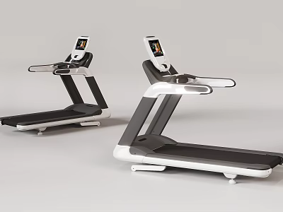 Modern Treadmill Sports Equipment With Digital Display And Sleek Ergonomic Handrails Design 3d model