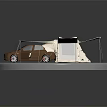 White Car Awning Camping Tent With Brown Vehicle And Shade Canopy