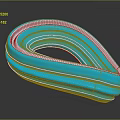 Cartoon Scene With Blue Glossy Curved Layered Structure And Shiny Elements