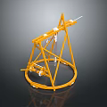 Yellow Industrial Metal Tripod Frame Structure With Circular Base Mechanical Components 3d model
