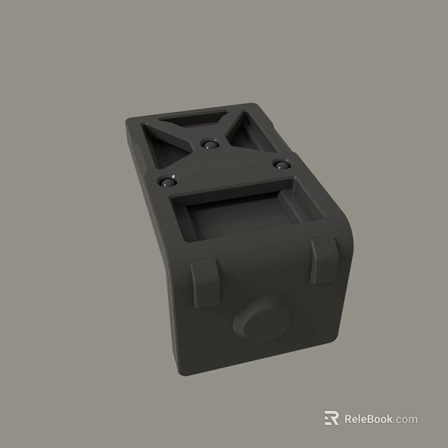 Gray Industrial Mechanical Part 3D Model With Square Structure Holes And Support Brackets 3d model 