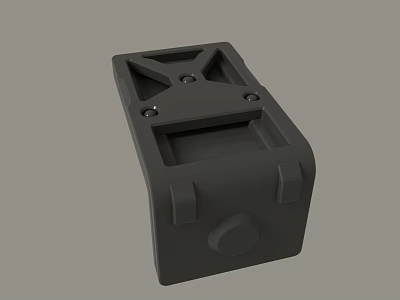 Gray Industrial Mechanical Part 3D Model With Square Structure Holes And Support Brackets 3d model