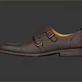 Brown Genuine Leather Shoes With Metal Buckle Straps And Orange Lining