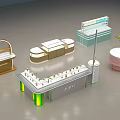Modern Cosmetics Store Interior Design With Display Counters Product Shelves And Green Plant