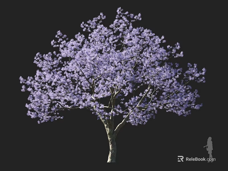Lush Arbor With Purple Blossoms And Full Canopy Featuring Human Silhouette Against Dark Background 3d model 