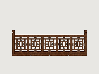 Wooden Railing Commercial Railing Handrail Wooden Fence 3d model