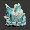 Blue And White Polygonal Ice Crystal Sculpture With Sharp Spikes And Reflective Surface 3d model