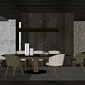 Modern Restaurant Interior Design With Round Dining Table Upholstered Chairs And Pendant Light