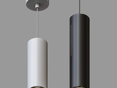 Modern White And Black Cylindrical Pendant Lights For Home Interior Decor 3d model