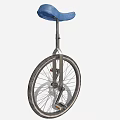 Classic Unicycle With Blue Seat Metal Frame And Spoked Wheel