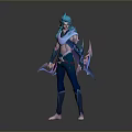 Man With Blue Hair In Fantasy Costume And Detailed 3D Character Design