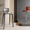 Designer Bar Stools with Modern Gray and Red Stylish Contemporary Design Furniture