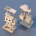Wooden Multi Level Pet Activity Tower With Platforms Holes And Dishes