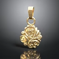 Gold Decorative Pendant with Intricate Scroll Patterns and Floral Accents