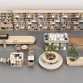 Minimalist Light Wood Table And Chair Combination For Comfortable Public Library Reading Space