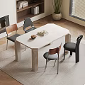 Quiet Ancient Style Dining Table and Chair Combination Marble Dining Table Dining Chair 3d model