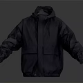 Dark Colored Hooded Jacket With Multiple Pockets And Loose Fit Outdoor Style 3d model