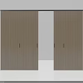 Modern Wooden Sliding Doors With Black Handles In Minimalist Interior Space