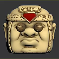 Fantasy Character Golden Helmet Featuring Creature Face Design And Red Gemstone