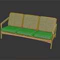 Modern Three Seater Sofa With Wooden Frame And Light Gray Cushions