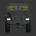 Grey Armored Functional Vehicle With Robust Tires And Illuminated Lights