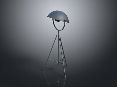 Modern Floor Lamp With Tripod Base And Hemispherical Metal Shade 3d model