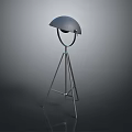 Modern Floor Lamp With Tripod Base And Hemispherical Metal Shade 3d model