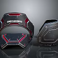 Futuristic Tech Components With OROSOCO Logo Black Red Geometric Design And Metallic Finish
