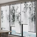 Elegant Bamboo Pattern Sheer Curtain with Light Filtering for Modern Window in Living Space Decoration