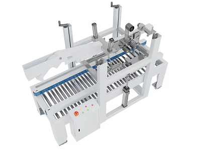 Automatic Industrial Case Erector Equipment with Conveyor Belt and Mechanical Arms 3d model